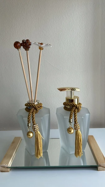 Kit Lavabo Luxo Difusor e Saboneteira Com Bandeja