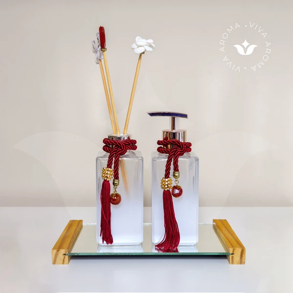 Kit Lavabo Super Luxo Difusor E Saboneteira Com Bandeja