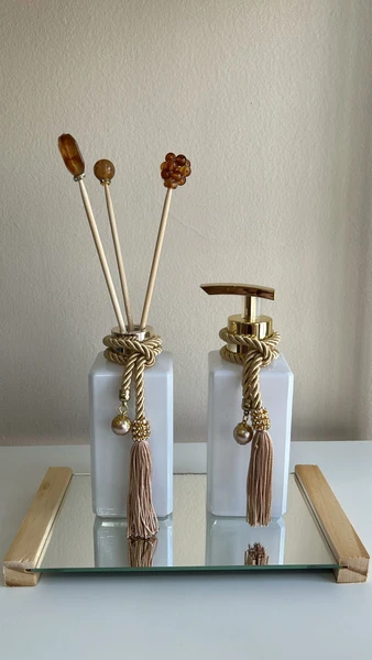 Kit Lavabo Super Luxo Difusor E Saboneteira Com Bandeja
