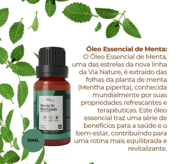 Óleo Essencial de Menta Tri Retrificada Concentrado - 10ml.