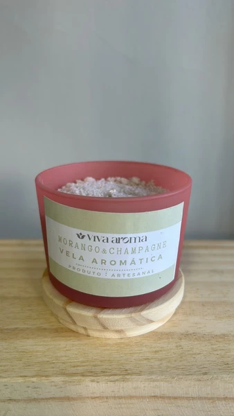 Vela de Areia Aromática Artesanal Perfumada - Morango & Champagne 190 ml