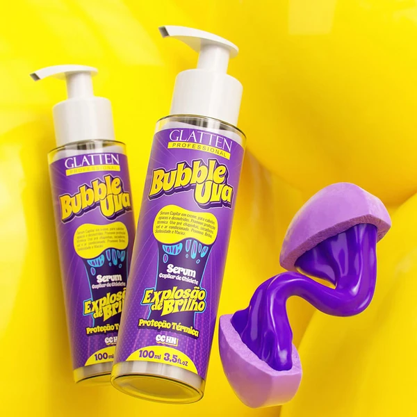 Glatten Bubble Uva - Sérum Capilar de Chiclete Explosão de Brilho 100ml