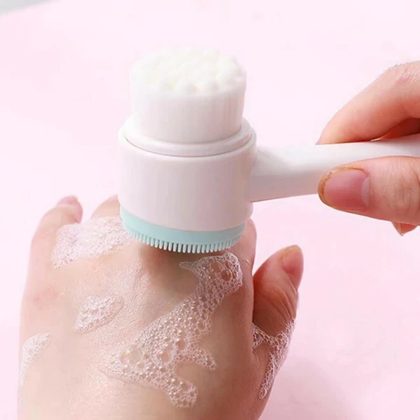 Nobrand - Bastão de Limpeza Facial 2 em 1 Pincel e Esfoliador Branco com Rosa