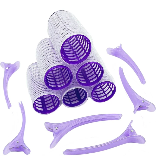 Nobrand - Kit Bobes de Cabelo com Velcro e Grampo 28mm Nº 3 Lilás (6 Peças)
