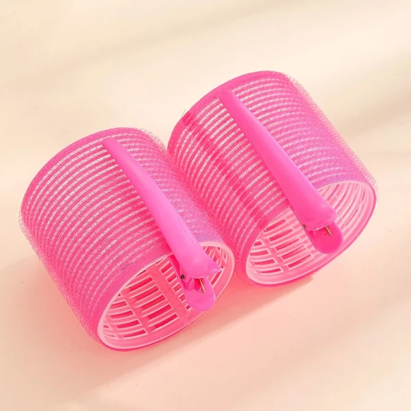 Nobrand - Kit Bobes de Cabelo com Velcro e Grampo 60mm Nº 8 Rosa (2 Peças)