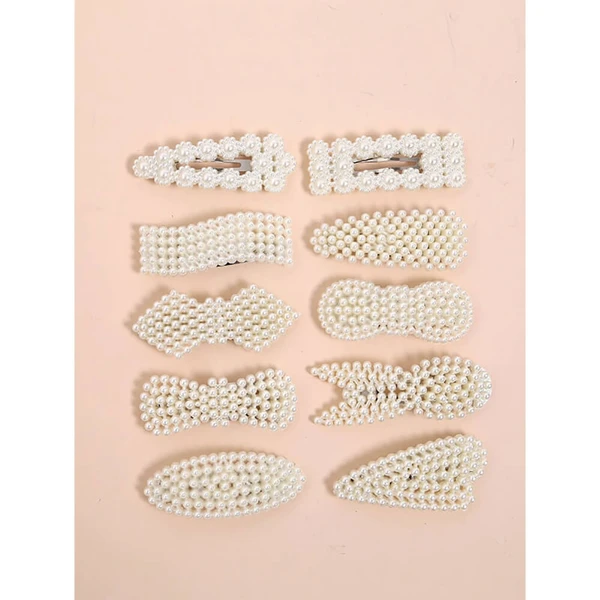 Nobrand - Kit Grampos de Cabelo Pérola Artificial Branco (10 Peças)