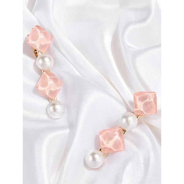 Nobrand - Kit Grampos de Cabelo Pérola Artificial Rosa e Branco (2 Peças)