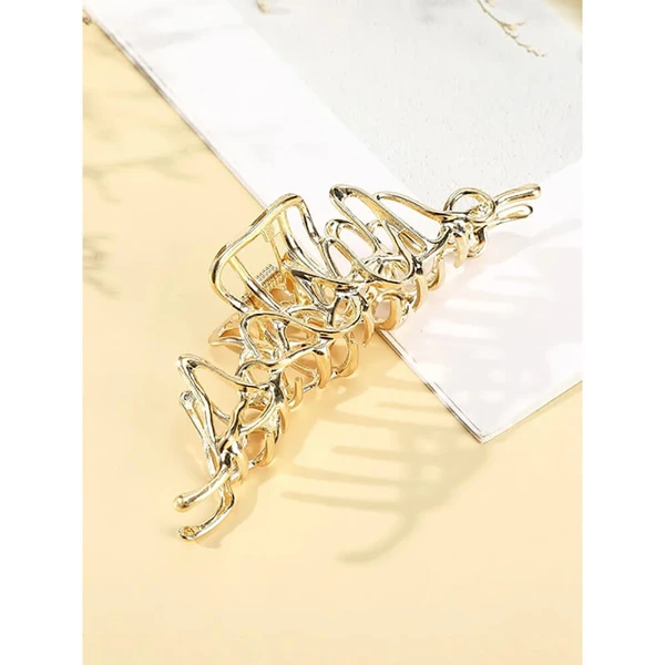 Nobrand - Presilha Piranha de Cabelo Metal Mesh Dourada