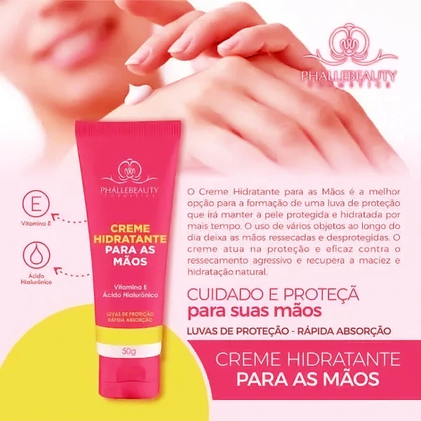 Phállebeauty - Creme Hidratante para Mãos com Ácido Hialurônico 50g