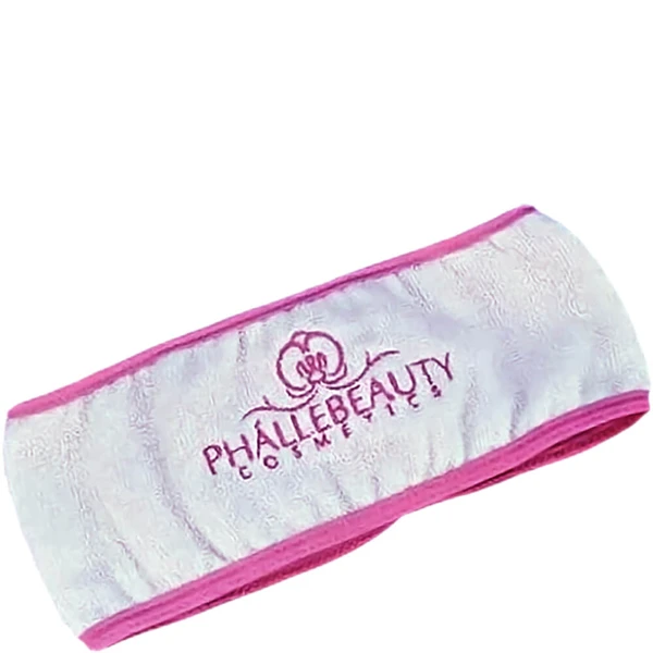 Phállebeauty - Faixa para Cabelo Atoalhada Com Velcro Branca Com Rosa