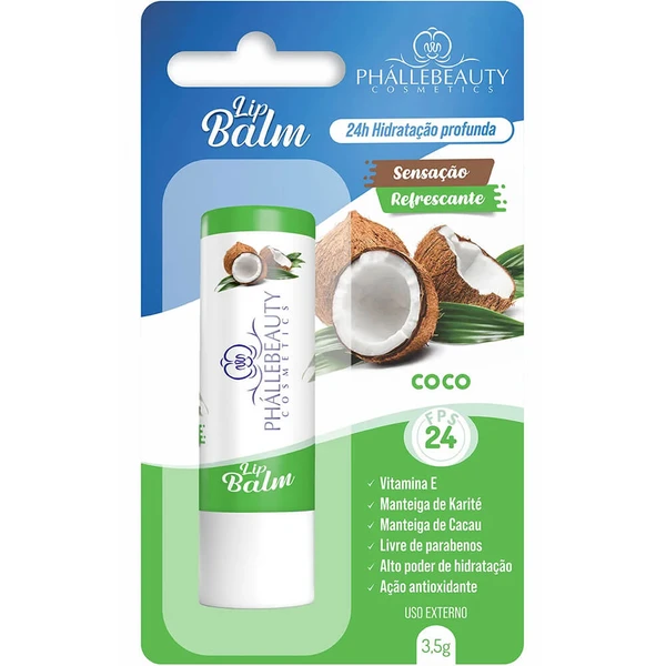 Phállebeauty Lip Balm - Protetor Hidratante Labial FPS 24 Coco 3,5g