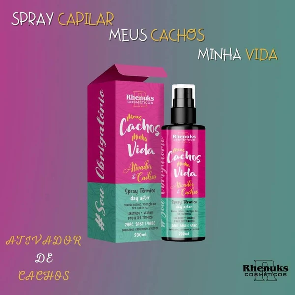 Rhenuks Meus Cachos Minha Vida - Spray Térmico Day After Ativador de Cachos 200ml