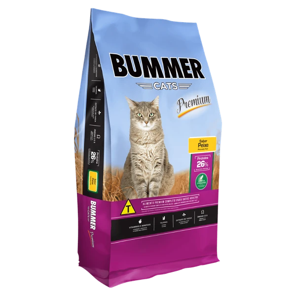 Ração Bummer Cats para Gatos Adultos Sabor Peixe 26% Proteínas