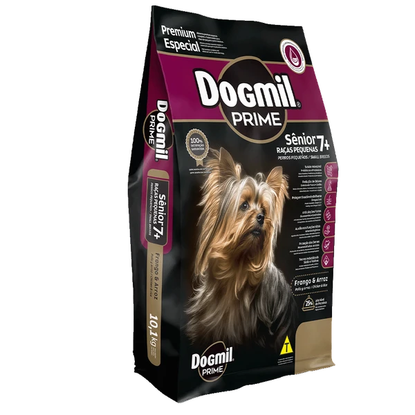 Ração Dogmil Prime para Cães de Pequeno  Porte Sênior(7+)  Sabor Frango & Arroz 25% Proteínas  -10.1kg
