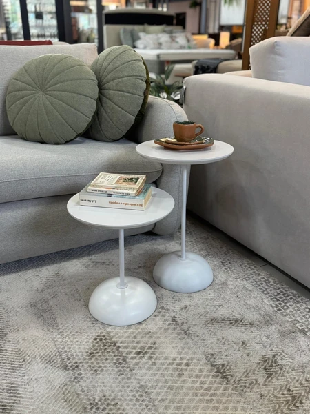 Conjunto de Mesas Laterais Prato Off White