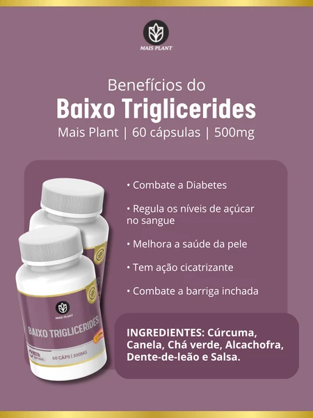 Baixo Triglicérides, 60 Cápsulas, Mais Plant