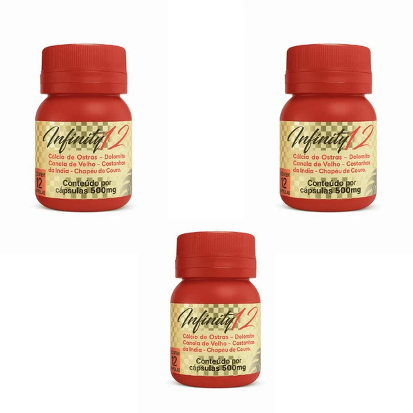 Kit 3 Infinity 12 - Suplemento Natural em Cápsulas 500mg - 12 Caps