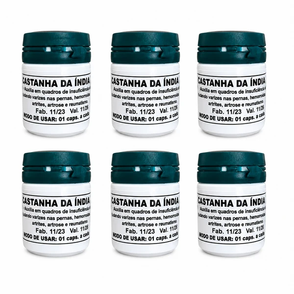 Kit 6 Castanha da Índia 30 Cápsulas Suplemento Alimentar