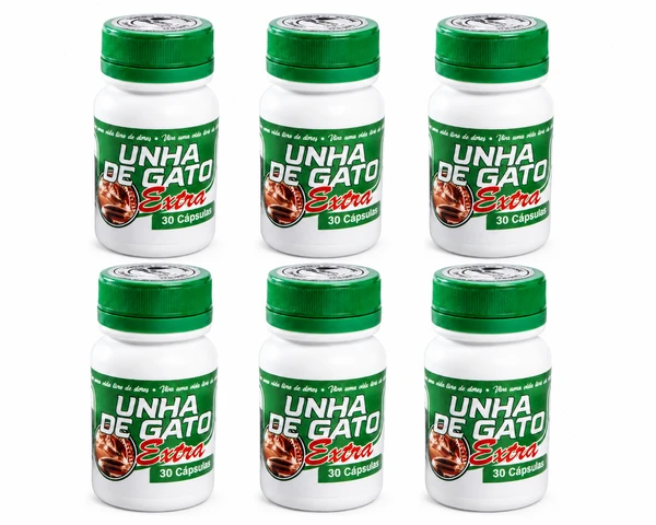 Kit 6 Unha de Gato Extra 30 Cápsulas Suplemento Alimentar