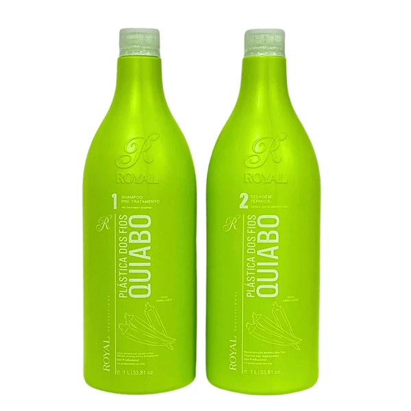 Kit Escova Progressiva Plastica Dos Fios Quiabo Royal - 2x1000ml