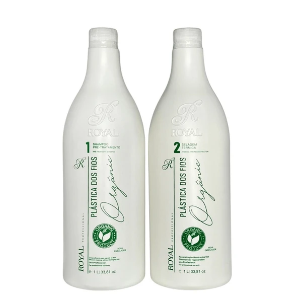 Kit Escova Progressiva Plastica dos Fios Orgânica Royal - 2x1lt