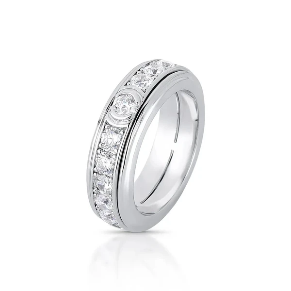 Anel Cravejado Com Fileira de Zircônias - Glow Rush - Ródio - tamanho 20 Dourado Banhado a Ouro 18k Elegante Presente Feminino