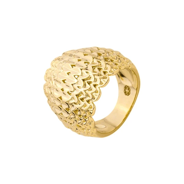 Anel Stitch Dourado Banhado a Ouro 18k Elegante Presente Feminino