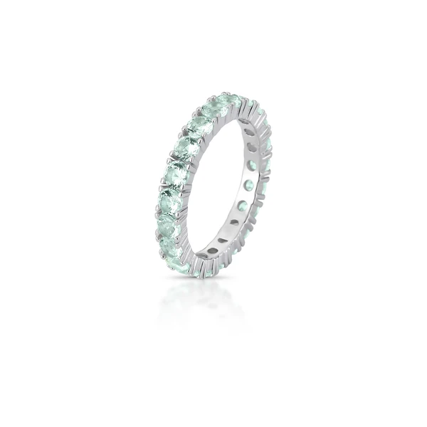 Anel com cristais redondos prata 925 - Elegante Presente Feminino