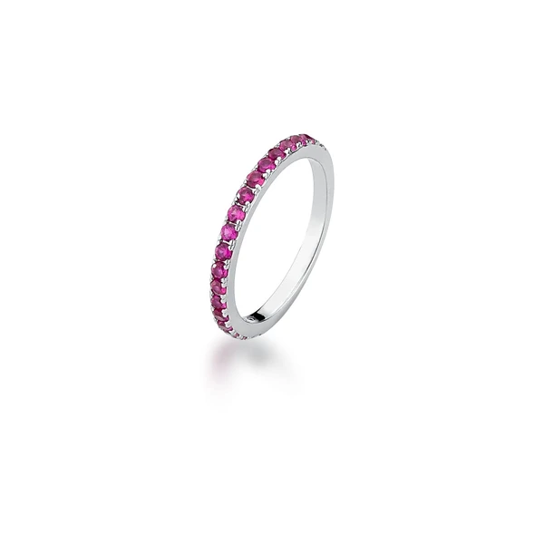 Anel prata 925 cravejado zircônia rosa escuro Elegante Presente Feminino