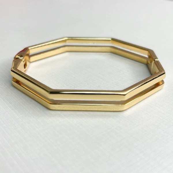 Bracelete Feminino Geométrico Dourado Banhado a Ouro 18k Elegante Presente Feminino