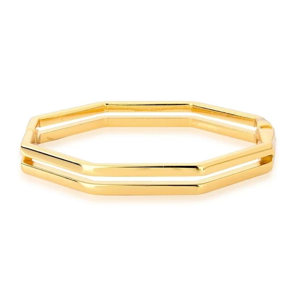 Bracelete Feminino Geométrico Dourado Banhado a Ouro 18k Elegante Presente Feminino