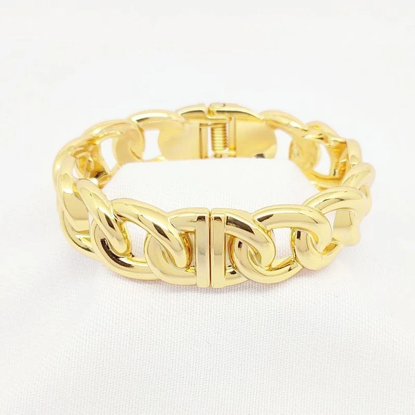 Bracelete Feminino corrente largo Dourado Banhado a Ouro 18k Elegante Presente Feminino