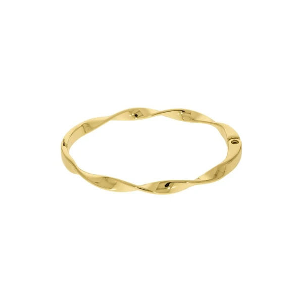 Bracelete Feminino liso torcido Dourado Banhado a Ouro 18k Elegante Presente Feminino