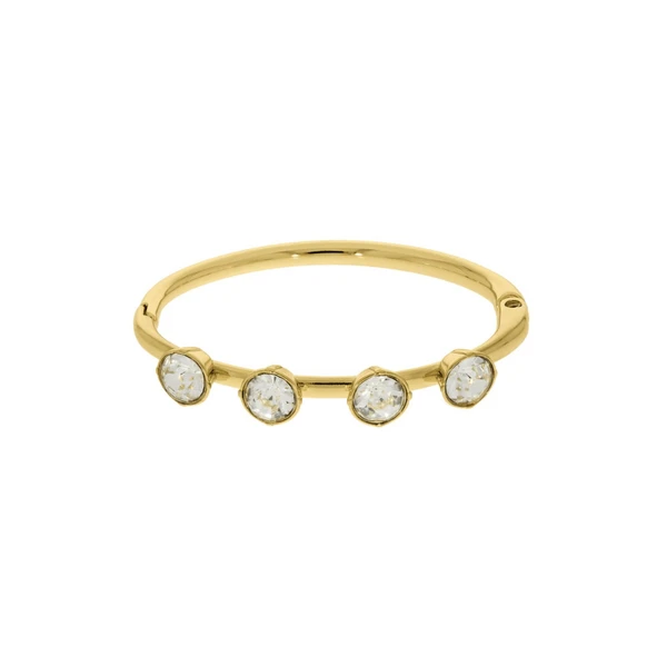 Bracelete Feminino pontos de cristal Dourado Banhado a Ouro 18k Elegante Presente Feminino