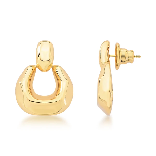 Brinco Argola martelado Dourado Banhado a Ouro 18k Elegante Presente Feminino