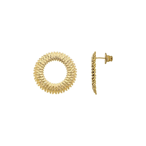 Brinco Stitch - Dourado Liso Dourado Banhado a Ouro 18k Elegante Presente Feminino