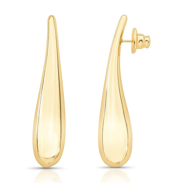 Brinco gota longo Dourado Banhado a Ouro 18k Elegante Presente Feminino