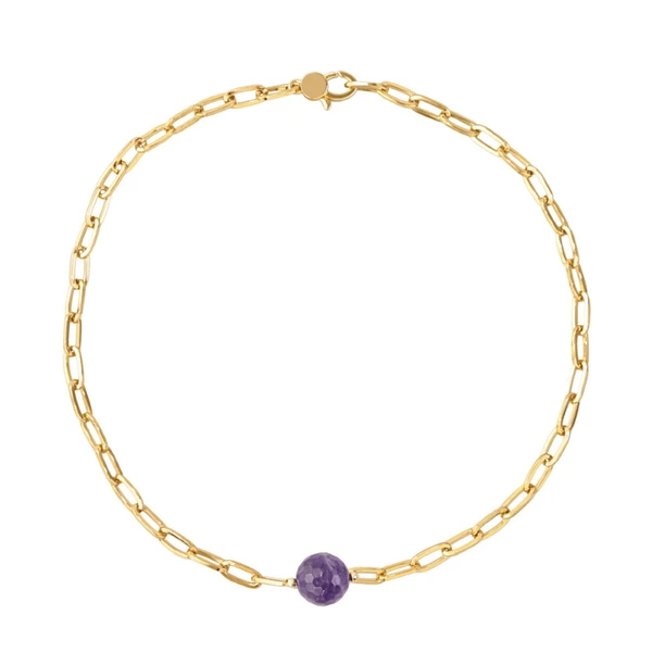 Choker elos com pedra central banhado em ouro 18K