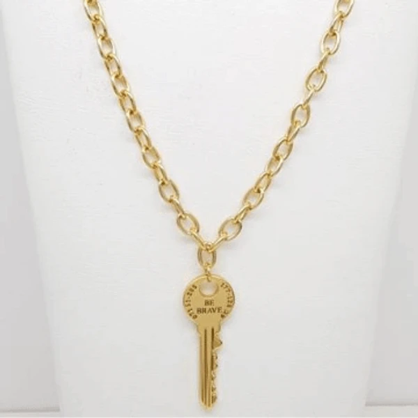 Colar Feminino Chave Dourado Banhado a Ouro 18k Elegante Presente Feminino