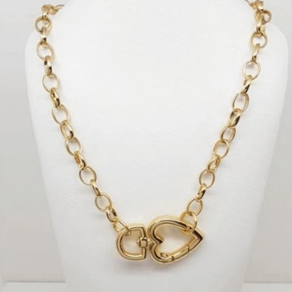 Colar Feminino Coração Dourado Banhado a Ouro 18k Elegante Presente Feminino