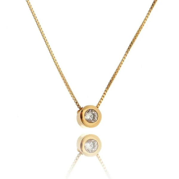 Colar Feminino Ponto de Luz dourado Dourado Banhado a Ouro 18k Elegante Presente Feminino