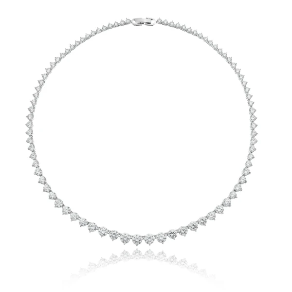 Colar Feminino Riviera com cravação em degradê de zircônias incolores Dourado Banhado a Ouro 18k Elegante Presente Feminino