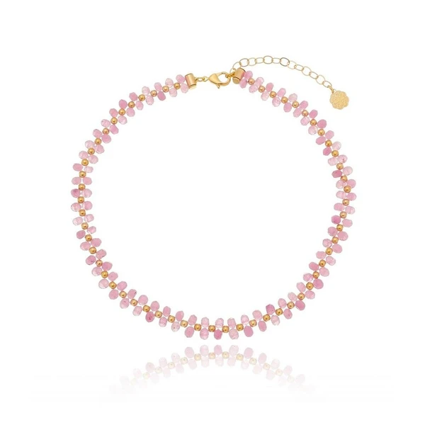 Colar Feminino choker de quartzo Dourado Banhado a Ouro 18k Elegante Presente Feminino