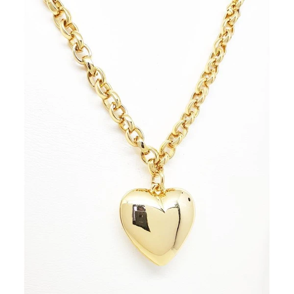 Colar Feminino com pingente coração Dourado Banhado a Ouro 18k Elegante Presente Feminino