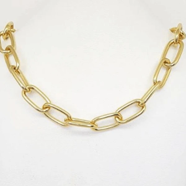 Colar Feminino correntaria de elos Dourado Banhado a Ouro 18k Elegante Presente Feminino