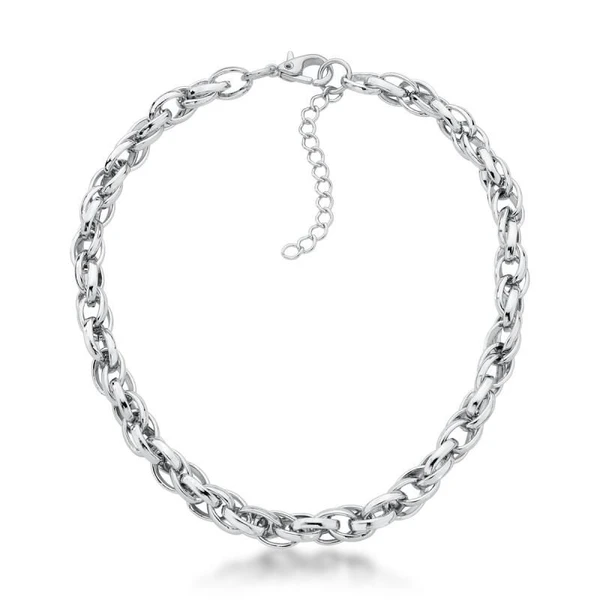Colar Feminino correntaria em elos torcidos Dourado Banhado a Ouro 18k Elegante Presente Feminino