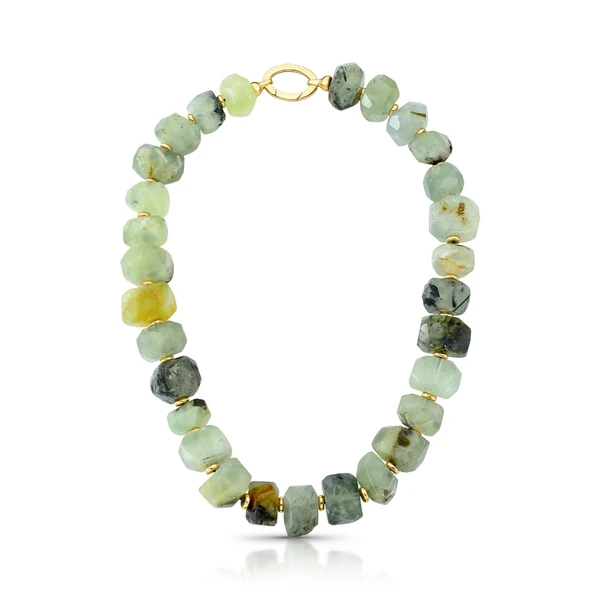 Colar Feminino dourado quartzo verde stones dual quartz g Dourado Banhado a Ouro 18k Elegante Presente Feminino