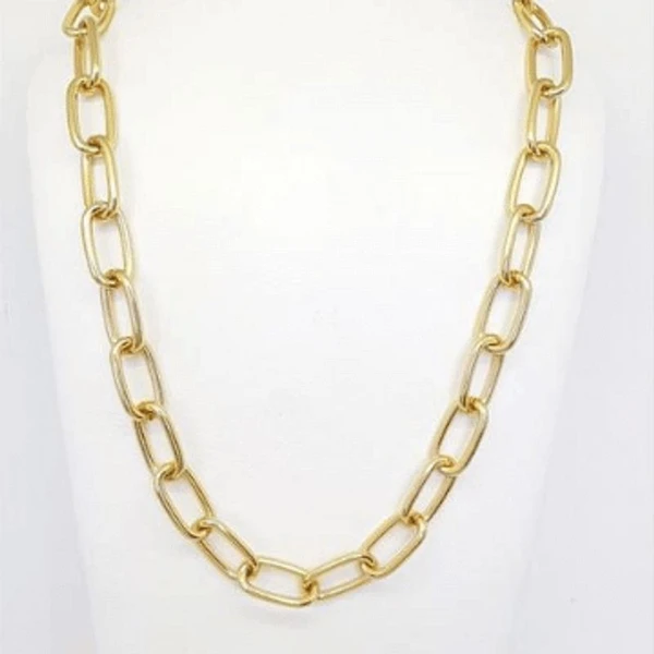 Colar Feminino médio correntaria de elos Dourado Banhado a Ouro 18k Elegante Presente Feminino