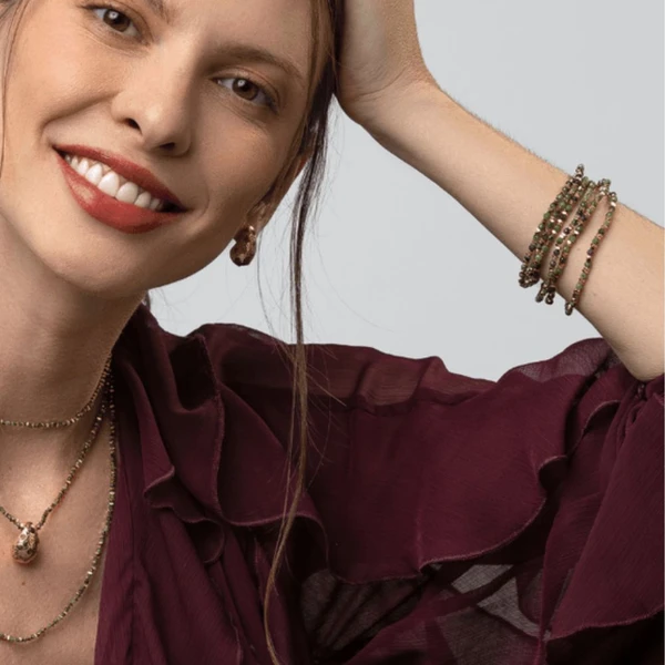 Pulseira Feminina Green Mix Dourado Banhado a Ouro 18k Elegante Presente Feminino