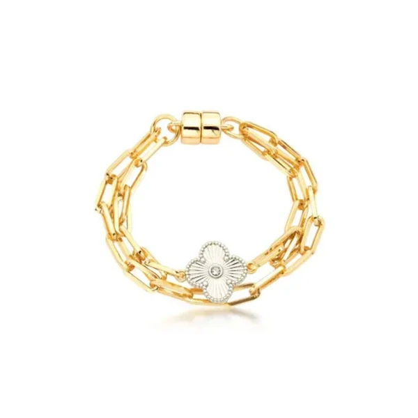Pulseira Feminina corrente com flor Dourado Banhado a Ouro 18k Elegante Presente Feminino